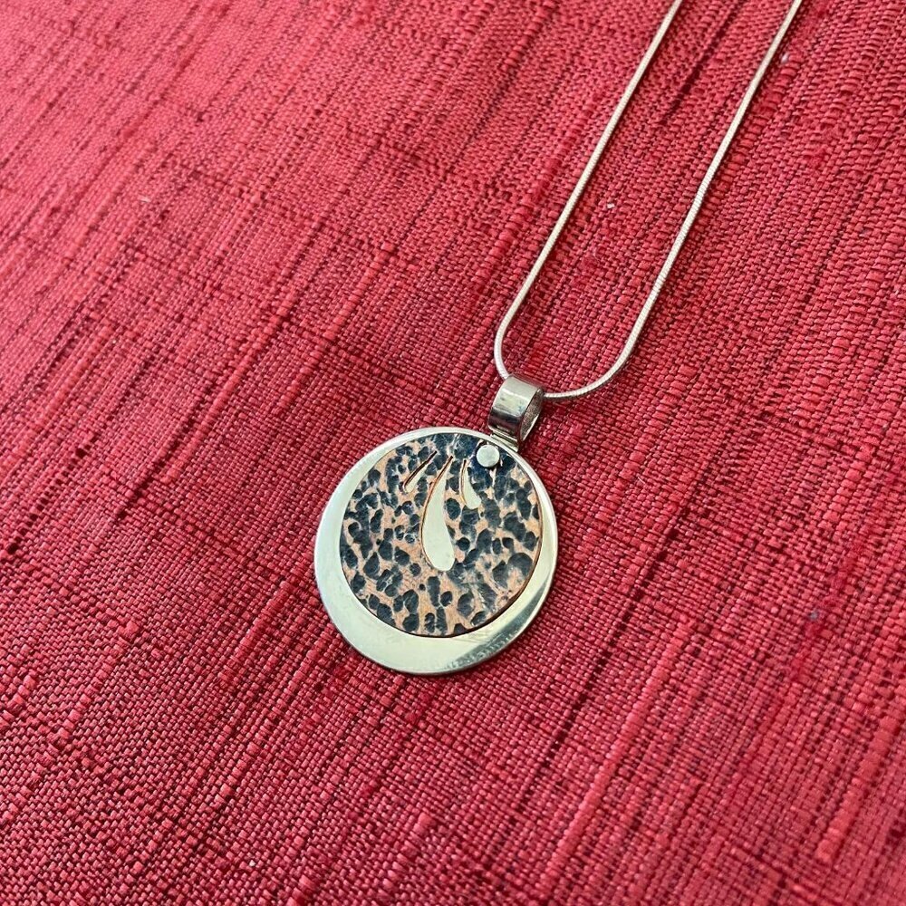 Jessie Senecal Handmade Sterling Sliver "Textured Copper Circle" Necklace